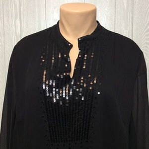 Liz & Me Tops - Gorgeous Black Sequin Blouse PLUS SIZE Liz & Me Tops - Gorgeous Black Sequin Blouse PLUS SIZE